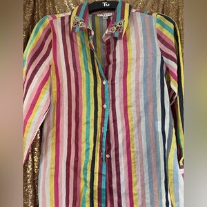 Custom Rainbow-Striped Ladies’ Shirt
